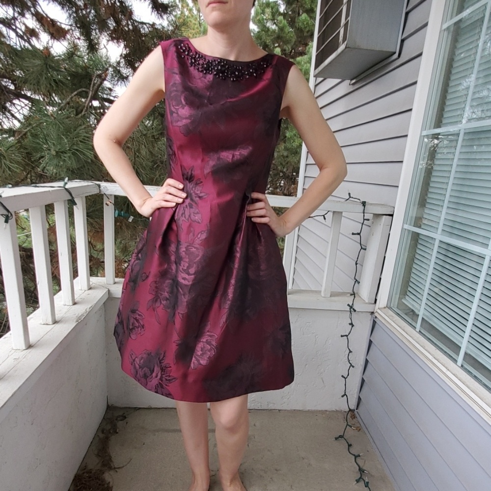 Eliza J Purple Brocade Dress